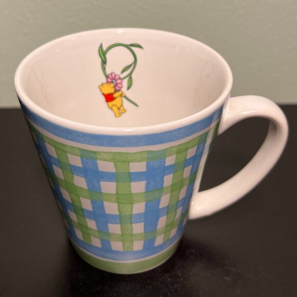 DISNEY Winnie the Pooh Poohtanicals Pattern Blue Green Basket Weave Ceramic Mug - Picture 3 of 10